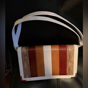 White Cuervo Vibora Clutch Purse Snake Skin
